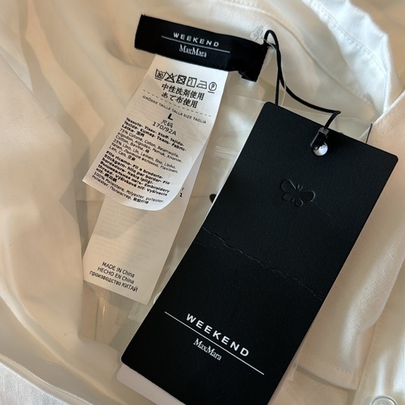 MAX MARA Corinto Linen Blend White Button Down Belted Shirt Dress Size L NEW - Picture 13 of 16